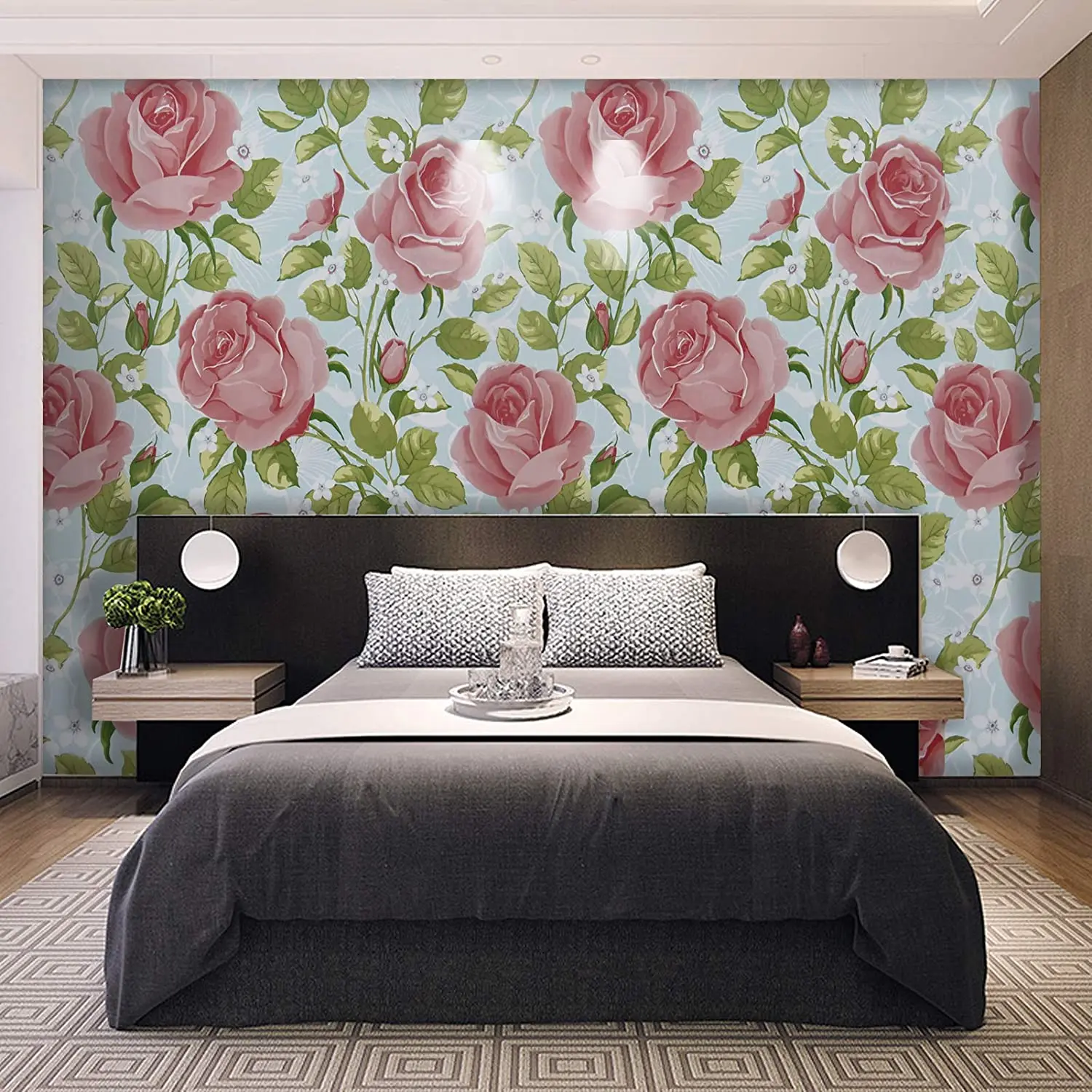 Elegant Groen Blad En Roze Bloemen Zelfklevend Behang Pioenroos En Rozen  Muur Muurschildering Voor Woondecoratie Van 15,18 € | DHgate, image size:1500x1500