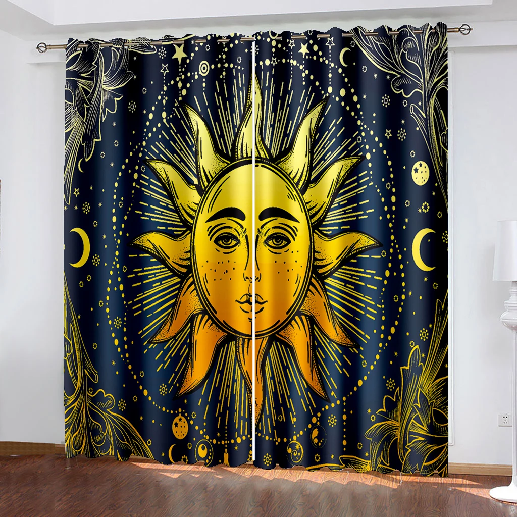 

Blackout Curtain for Bedroom Black Living Room Darkening Window Curtain Bohemian Drapes Decor(2Panels) カーテンCortinas Para La Sala