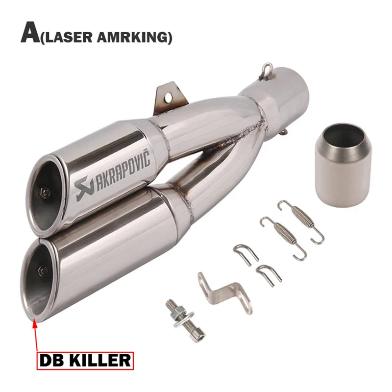 A Laser marking 51 мм на входе Универсальный мото rcycle глушитель двойной трубы Akrapovic escape moto DB killer для HONDA CB400 z250 NC700 ktm - Цвет: A Laser marking