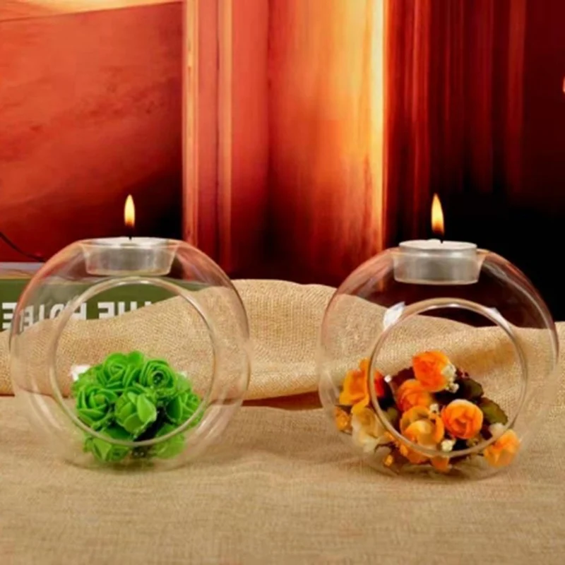 8/10/12cm Romantic Wedding Dinner Decor Classic Crystal Transparent Glass Hanging Candle Holder Candlestick Bar Party Home Decor candle holders