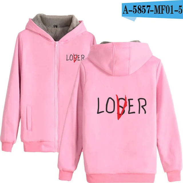 Movie It Loafers Клубная супер теплая Толстовка для мужчин/женщин новая зимняя мода Loser Lover плотная толстовка с капюшоном из плотного флиса розовая толстовка - Цвет: pink