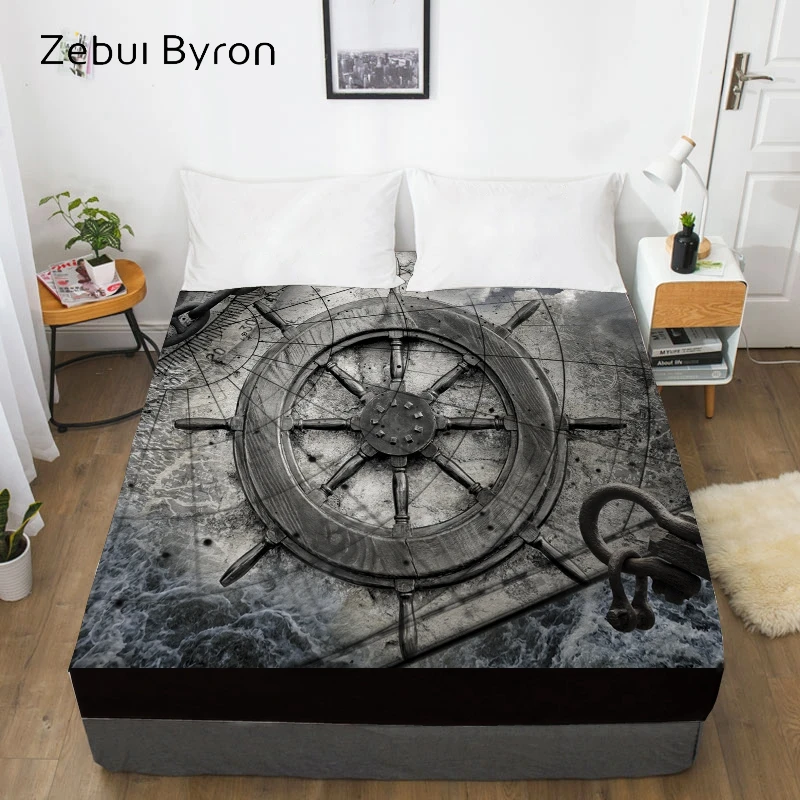 3D простыня, простыня с эластичной Твин/Полный/королева/король/на заказ, винтажная карта наматрасник 150/180/160x200, Прямая поставка