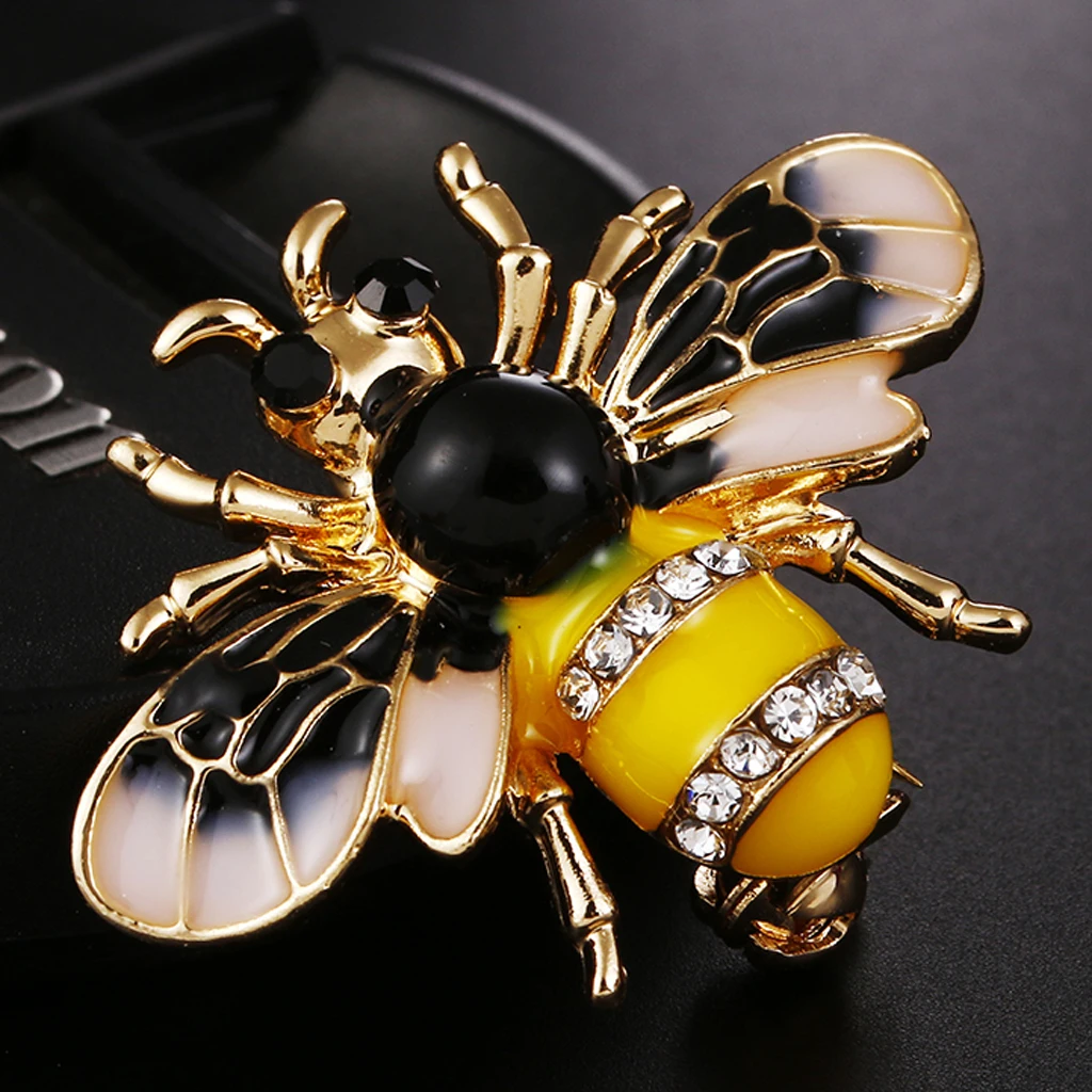 Women Ladies Vintage Chic Enamel Rhinestone Bumble Bee Brooch Pin Costume Badge Jewellery Gift