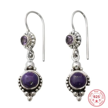 

925 Silver Color Garnet Drop Earring for Women Mujer Gemstone Bizuteria Peridot Silver Color 925 Jewelry Orecchini Earrings