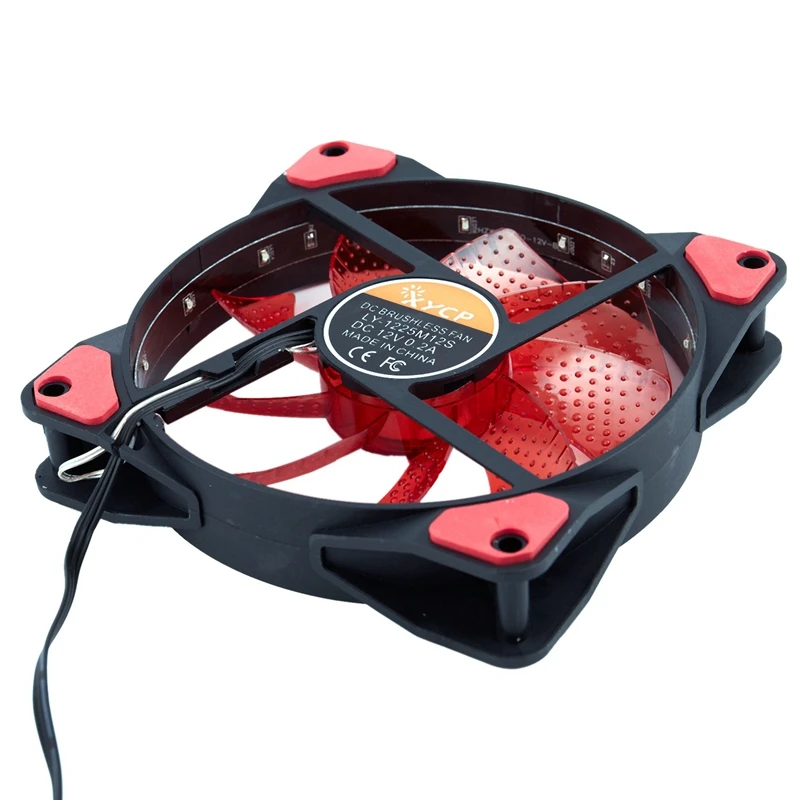 2 Pc 15 Lights LED PC Computer Chassis Fan Case Heatsink Cooler Cooling Fan DC 12V 4P 120X120X25Mm, Red& Green