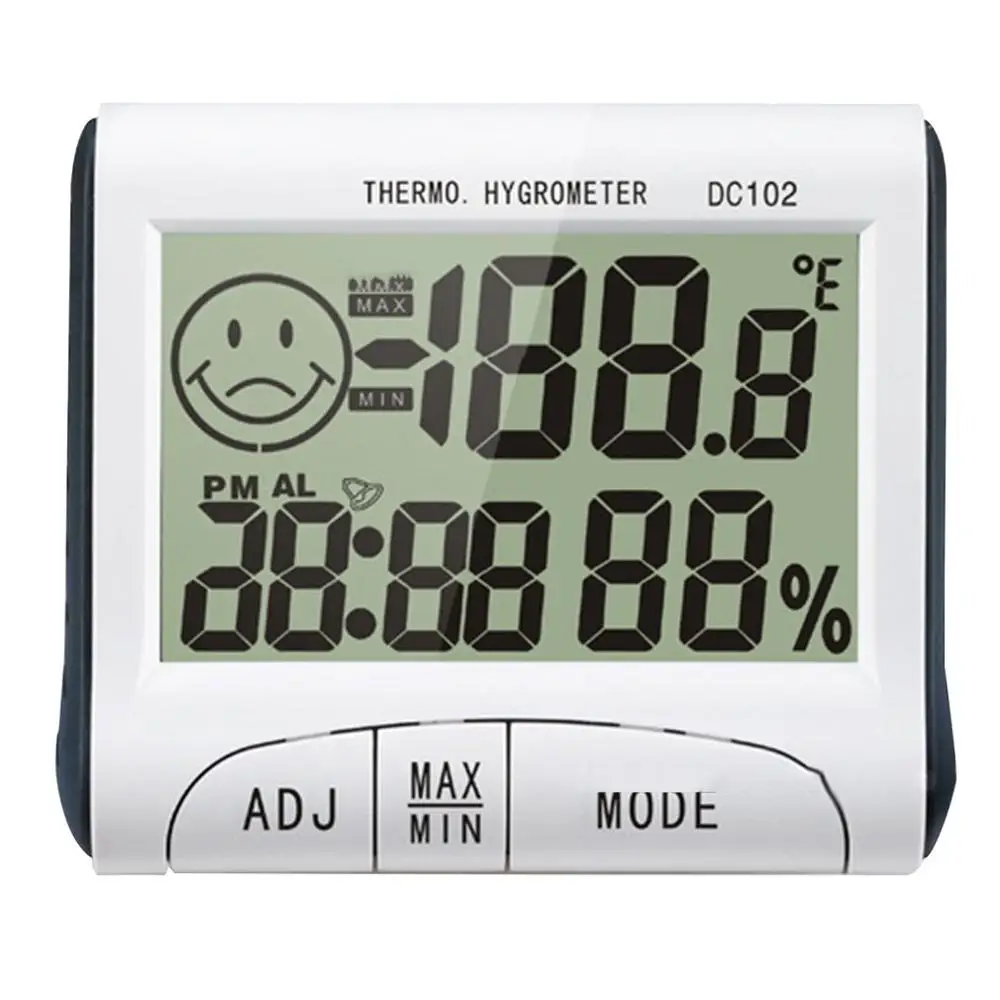 Mini LCD Digital Indoor Thermometer Hygrometer Temperature Humidity Meter Clock Desk Weather Station DC102 With Magnetic Stand