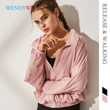 R& W Свободная Женская спортивная куртка с защитой от пота, на молнии, для альпинизма, танцев, занятий спортом на открытом воздухе, для фитнеса, черная одежда для йоги