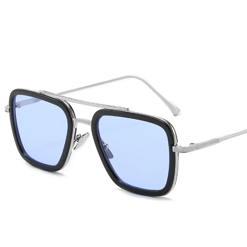 Роскошные брендовые солнцезащитные очки в стиле Железного человека 3, квадратные солнцезащитные очки Tony Stark Matsuda, винтажные очки в стиле стимпанк, черные линзы, UV400 - Lenses Color: C0.2