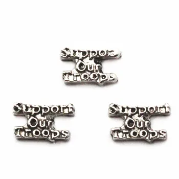 

New Arrive 10pcs/lot Charms support our troops Floating Charms for Floating Memory pendant charms Lockets DIY Jewelry