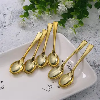 

24PCS Golden Plastic Disposable Mini Size Spoon Set Imitate Metal FlatwareIce Cream Dessert Party Spoon Flatware Cutlery