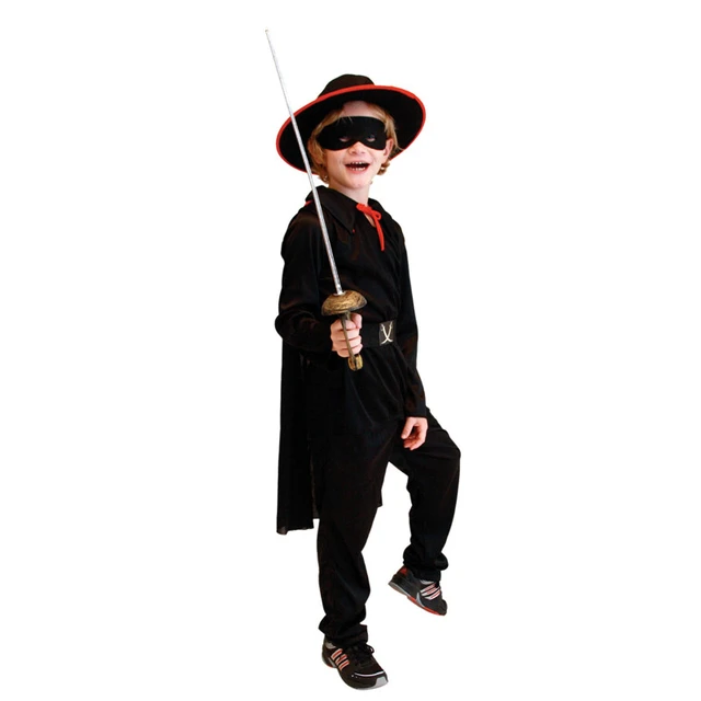 Bambini Bambino Nero Mascherato Bandido Zorro Costume per I Ragazzi di  Halloween Purim di Carnevale Del Partito di Travestimento Vestito -  AliExpress