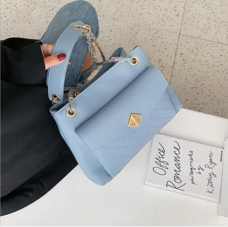 

Diamond Lattice Pocket Chain Casual Tote Bucket Bag Women Crossbody Bag Female Shoulderbag Bolsa Feminina Sac #1793