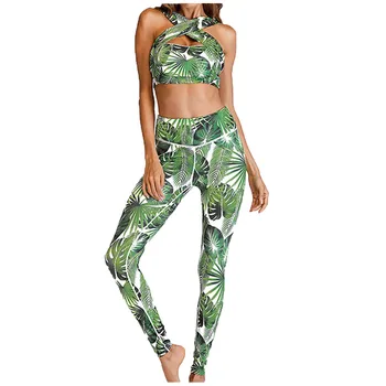 

Tracksuit For Ladies Two Piece Set Print High Waist Hip Bottom Pants Running Fitness Blouse Pant Suit Clothing Set #115