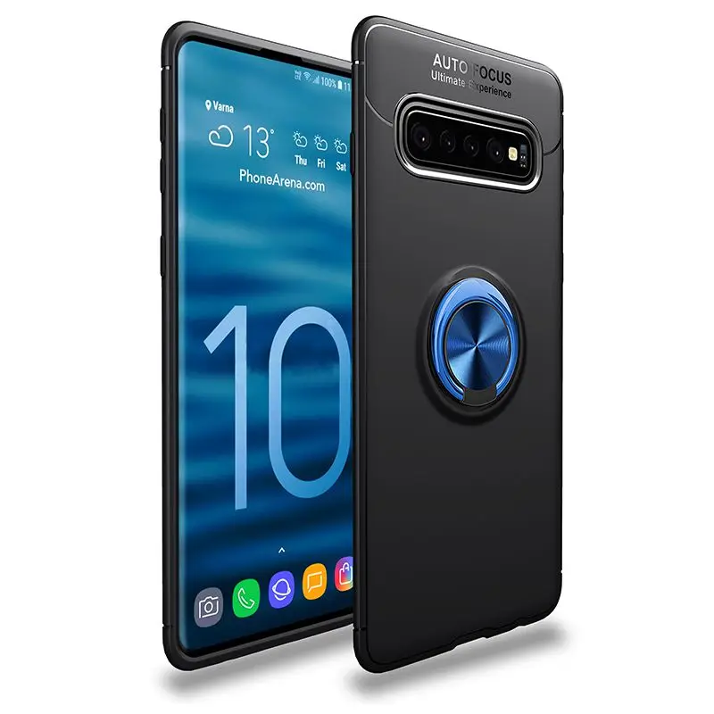 Для samsung S9 Plus S8 Plus металлический Невидимый кольцевой кронштейн Tpu чехол Galaxy S10 Plus S10 lite S10 5g Магнитный поглощающий чехол - Цвет: black blue