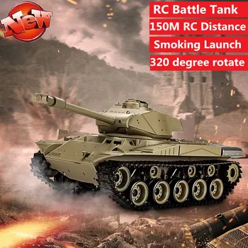 شراءعالية محاكاة M41A3 2.4G 1:16 RC معركة لعبة على شكل دبابة نموذج يمكن إطلاق التدخين حتى أسفل تدوير Rmeonte خزان تحكم لعبة طفل الهدايا ل