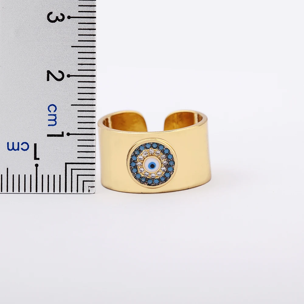 Fashion Design Bohemian Zircon Turkish Evil Eye Rhinestone Adjustable Rings For Women Vintage Open Ring Lucky Jewelry