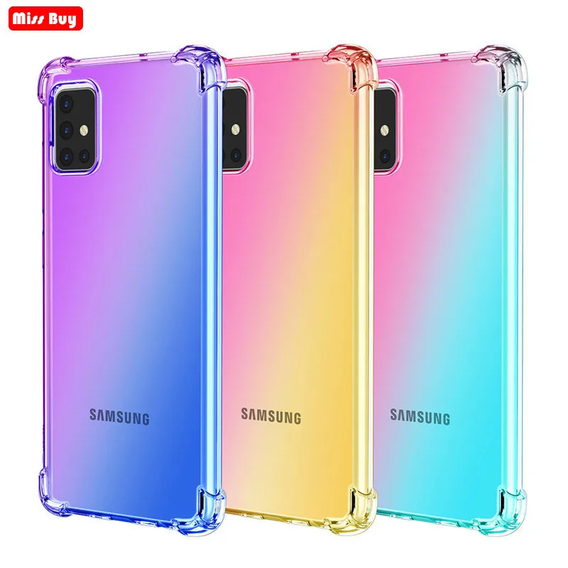 Ultra Slim Double Color Gradient Case For Samsung Galaxy A71 A51 A41 A31 A21 A81 A91 M10 M20 M30 M40 M30s Cover Silicone Fundas Phone Case Covers Aliexpress