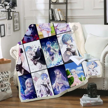 

Plstar Cosmos Hatsune Miku/Anime girl sexy Re Zero Blanket 3D print Sherpa Blanket on Bed Home Textiles Dreamlike style-4