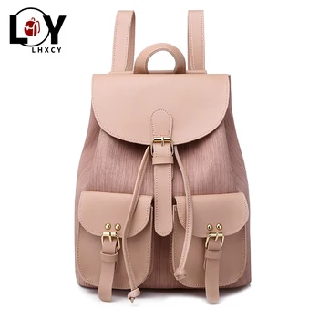 

Clamshell Women Leather Backpack Solid Color Multiple Zipper Pockets Womens Travel Backpacks Fashion Waterproof Backpack Purses
