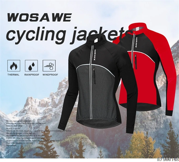 WOSAWE, черные светоотражающие куртки для велоспорта, Зимняя Теплая Флисовая Ветрозащитная/Водонепроницаемая Джерси с длинным рукавом, одежда для велоспорта