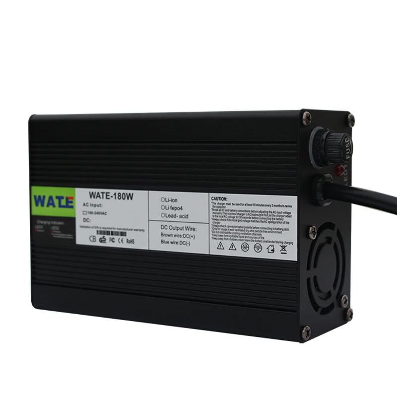 Carregador para Bateria de Íon de Lítio Saída de Bateria 54.6v com Ventilador e Estrutura de Alumínio Preto 54.6v 3a 13s 48v dc - Image 6