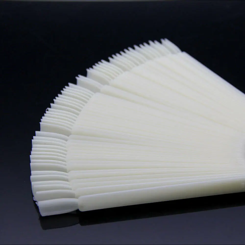 50/40pcs Nail Art Display False Tips Clear Nature Black 12.5*1CM Fan Nail Polish Swatch Sector Display Nail Salon Show Tool TD03