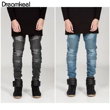 Рваные джинсы-скинни, тонкие мужские брюки, новинка, мужские повседневные тонкие летние джинсовые штаны, классические ковбойские штаны для молодых мужчин, черные, синие, Y