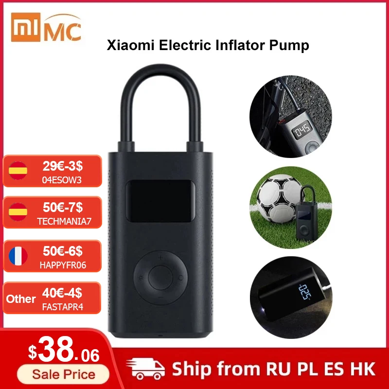 Xiaomi-Bomba eléctrica de inflado, mancha inteligente con detección digital de presión de aire, para neumáticos de scooter, motocicleta, bicicleta, coche o balones de fútbol, M365 Pro €30-€4 code: TECHMANIA4