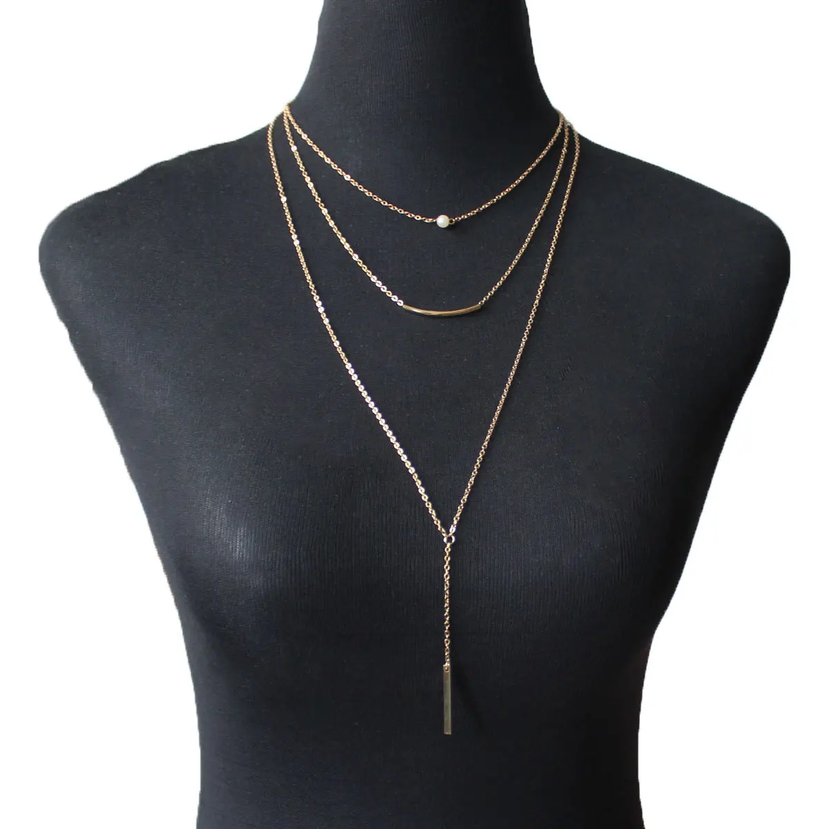 

Simple Long Chain Pearl Necklace Simple Metal Multi-layer Clavicle Pendant Necklaces for Women Fashion Neck Jewelry XL651
