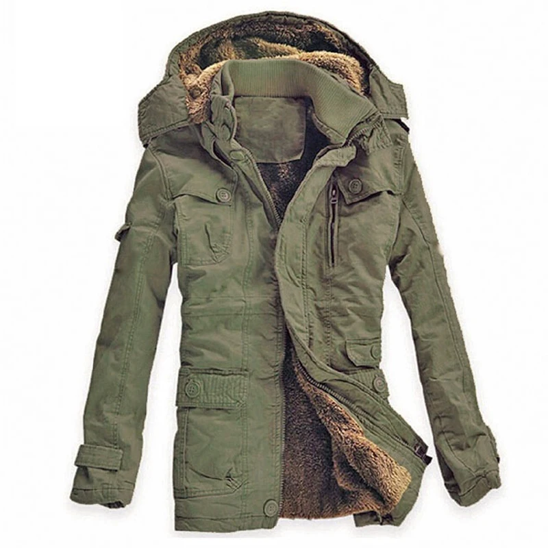 

Winter Jacket Men Casual Thick Velvet Warm Cotton Jackets Anti Freezing Parkas Hombre Mens Army Hooded Jacket Long Trench Coat