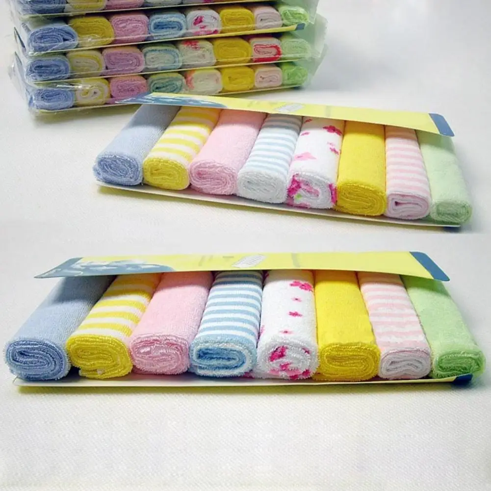 8pcs/lot Muslin Cotton Newborn Soft Baby Towels Baby Face Towel Handkerchief Bathing Feeding Face Washcloth Wipe Burp Cloths