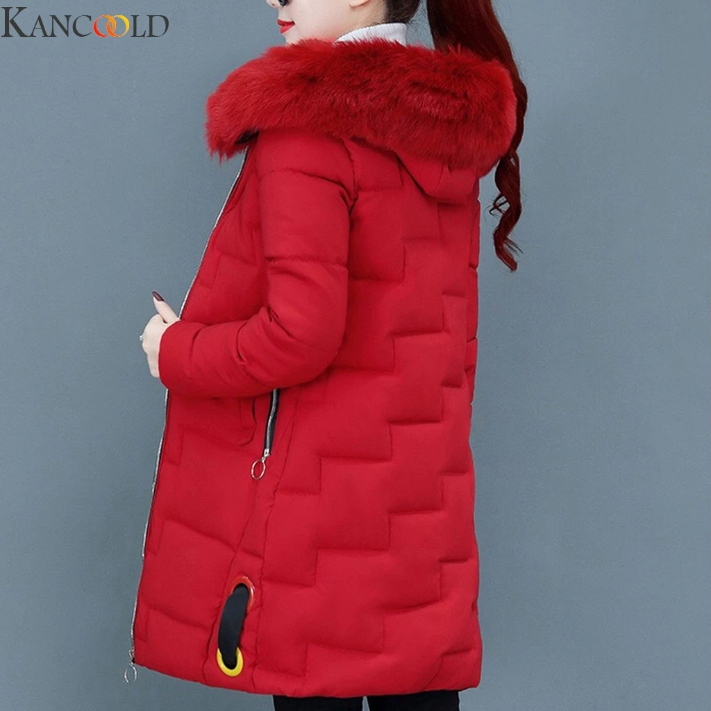 KANCOOLD, женское длинное пальто, зимнее хлопковое пальто, вельветовое, толстое, с капюшоном, с карманами, куртка-бомбер, хлопковая одежда на молнии, высокое качество