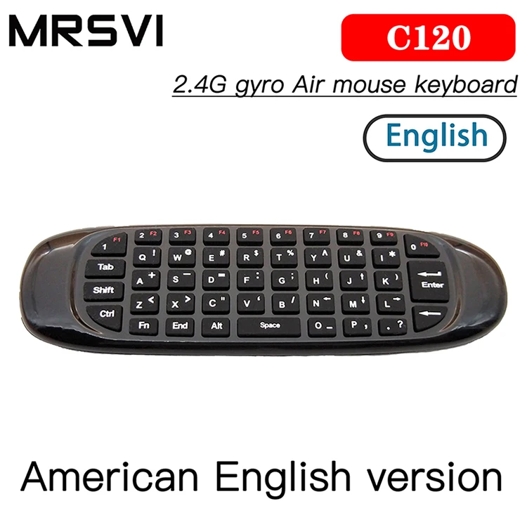 English No Backlit C120 Fly Air mouse 2,4G 7 цветов русская испанская мини беспроводная клавиатура для Android tv Box/проектор/настольная панель/Smart tv/ноутбук - Цвет: English No Backlit