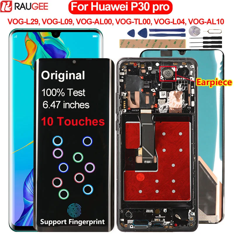 Оригинальный ЖК дисплей Raugee для Huawei P30 Pro VOG L29 L09 L04 сенсорный экран сменный P 30