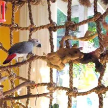 Birds Climbing Net Parrots Ladder Swing Hanging Rope with Buckles Play Gym Toys Chewing Toy MU8669