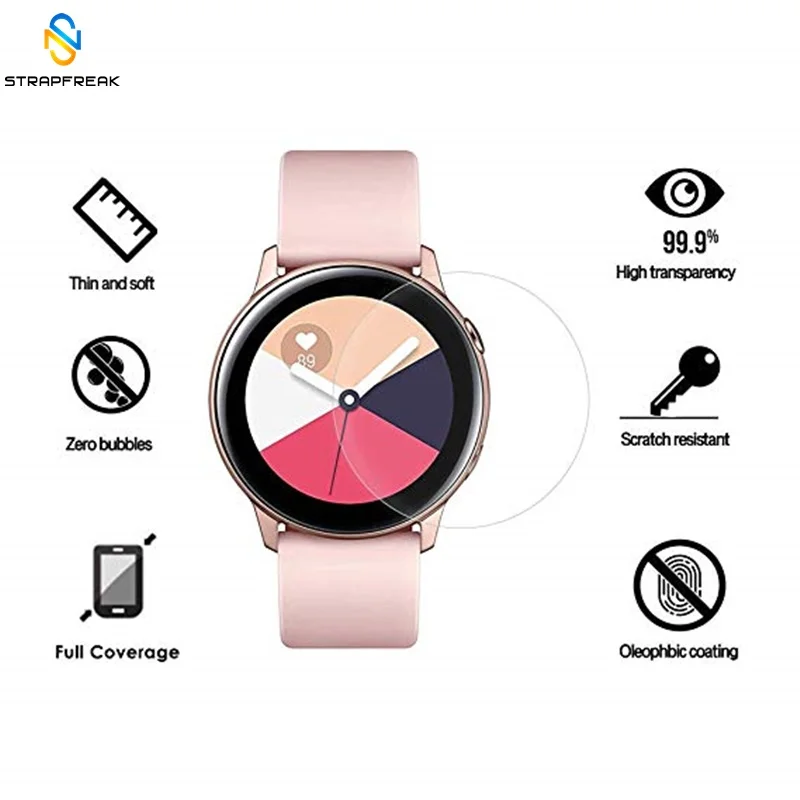 2 шт Защитная пленка для samsung Galaxy Watch Active мягкая ультратонкая 3D Защитная пленка с закругленными краями+ Чистящие наборы