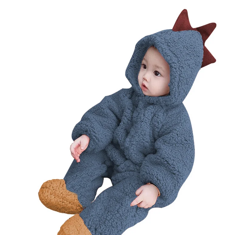 

Baby Romper Dinosaur Long Sleeve Hooded Jumpsuit Bodysuit for Girls Boys