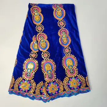 

BLUE Color Sequence velvet Lace African Lace Fabrics with Sequin French Tulle Mesh Lace Sequins Lace Fabric for Bridal Materials