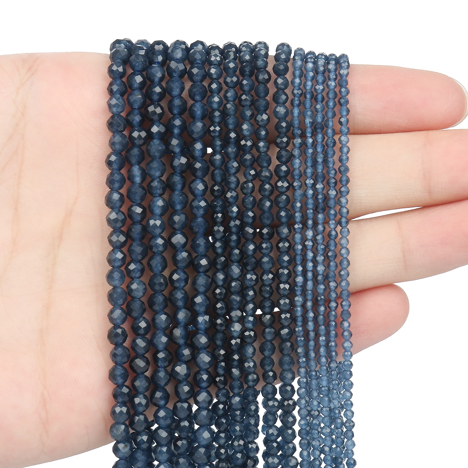 Faceted Blue Natural Sandstone Beads for Jewelry Making - Handmade Waist Beads, Women's Stone Beads Collection