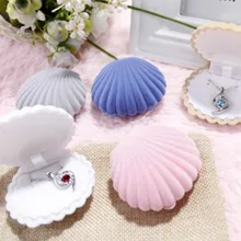 1 Piece Shell Shape Lovely Velvet Wedding Engagement Ring Box For Earrings Necklace Bracelet Jewelry Display Gift Box Holder new