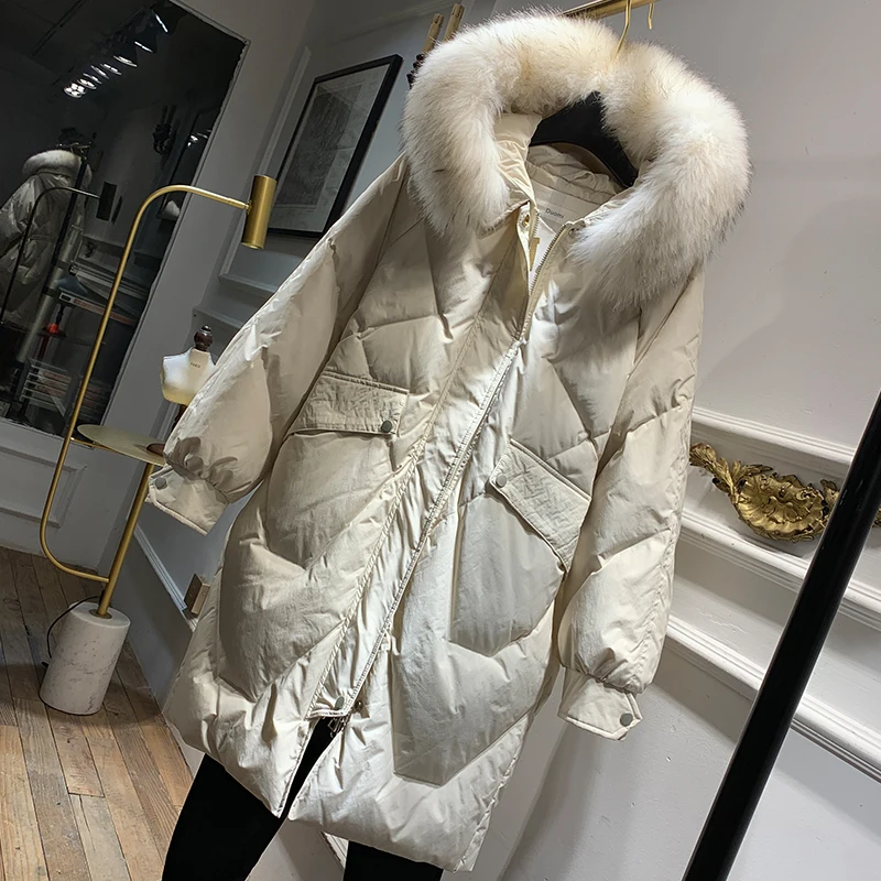 

Duck Down Jacket Women Winter Coat Women Down Coat Korean Big Fur Collar Puffer Jacket Warm Parka Casaco 9638 YY1508