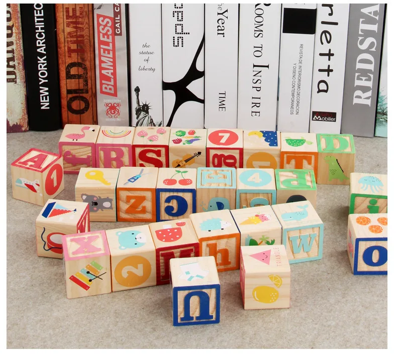 ABC Wooden Blocks for Toddlers 26 Wood Alphabet Blocks Montessori Learning 