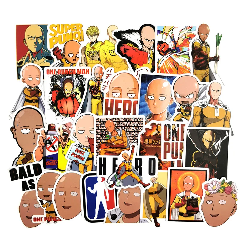 50 шт./лот, японское аниме, один удар-человек, наклейка s для автомобиля, ноутбука, телефона, скейтборда, мотоцикла, велосипеда, мультяшная наклейка
