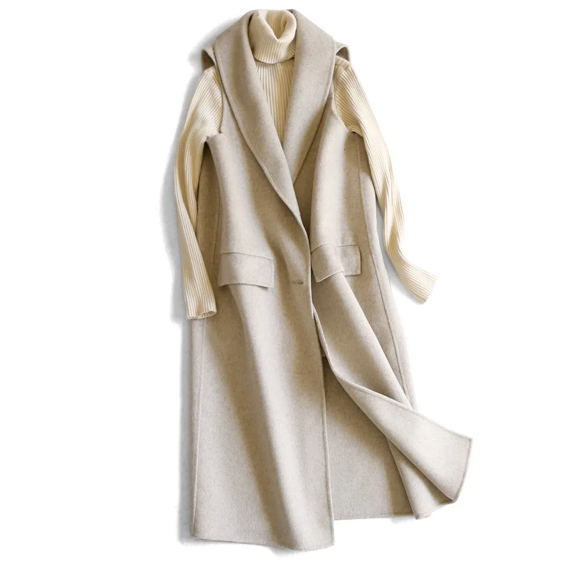 

Entirely Handmade Double-Sided Wool Overcoat Female Vest Double-sided Plush Overcoat Women's Europe And America Woolen Jacket a