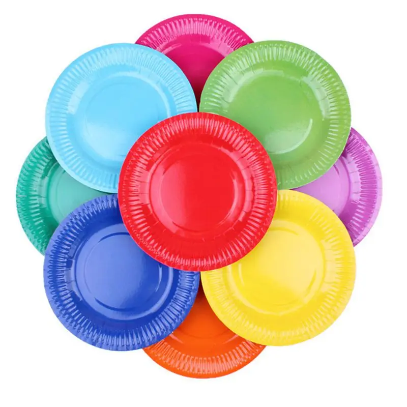 Description Picture 4 of item20Pcs/set  Blue Pink Yellow Colorful Disposable Tableware Happy Birthday Paper Plate Cup For Wedding Party Supplies Baby Shower