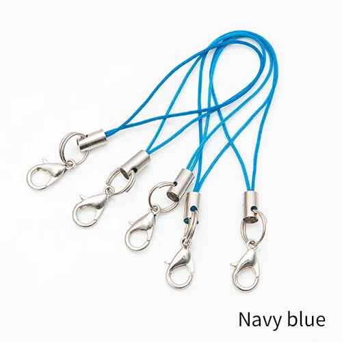 500 шт цветные застежки для лобстера, шнурок для сотового телефона, Лариат, мобильные ремни, очаровательные нейлоновые брелоки, цепочка для ключей, подвеска для рукоделия - Цвет: Navy blue 500pcs