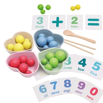 

Newest Kids Math Educational Toys Kits Kids Early Learning Toys Children Use Spoon Chopsticks Clip Beads Toys Teaching Aids
