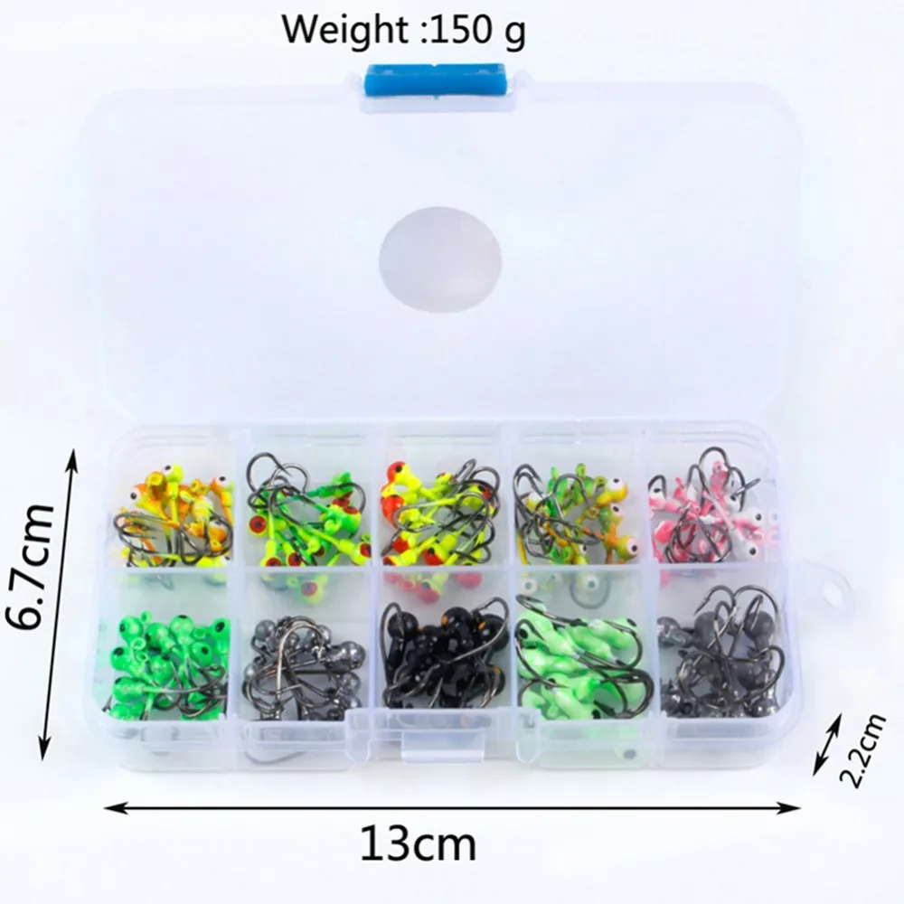 100 шт./кор. 1 г/2 г многоцветные свинцовые головки Джиги с одним крюком аксессуары рыболовные снасти Крючки