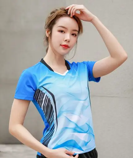 2021 Badminton shirts Women , sport shirt Tennis shirts For Girls , Female table tennis tshirt , Quick dry Ping Pong tshirts Kit