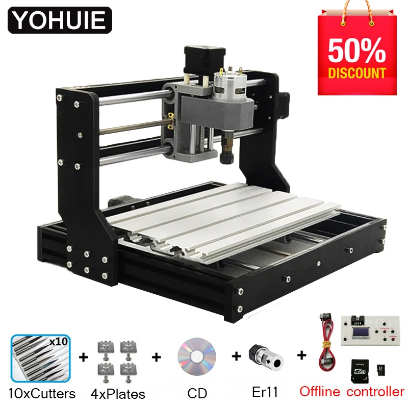 CNC 3018 PRO лазерный гравер древесины ЧПУ маршрутизатор машина GRBL ER11 Хобби DIY гравировальный станок для дерева PCB ПВХ Мини CNC3018 гравер - Цвет: Add Offline Control